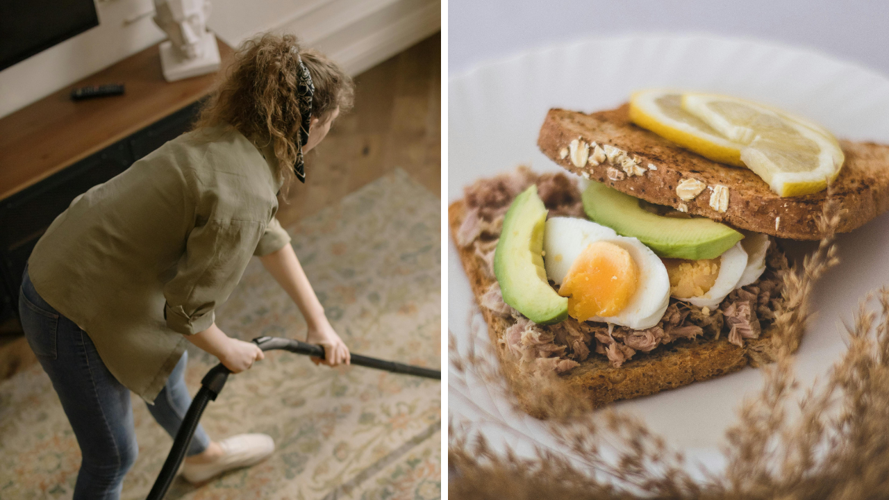 Woman cleaning/sandwich