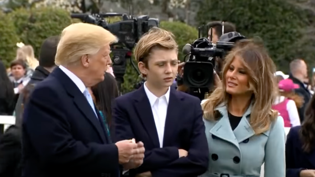 Donald, Barron and Melania Trump