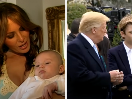 Donald, Barron and Melania Trump