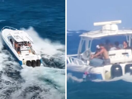 Group of teenagers seen on a boat dumping trash in the ocean off Florida