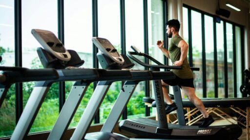 Man works out at a gym