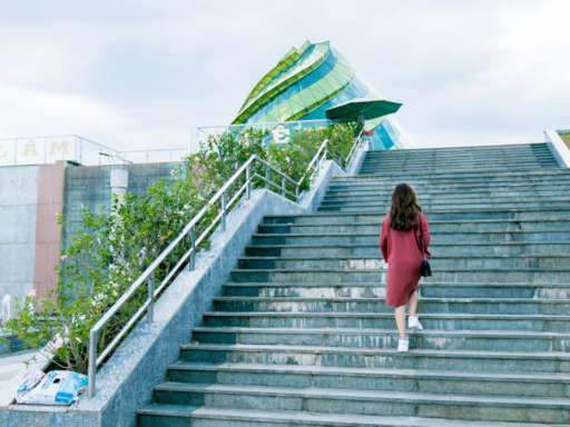 Woman climbing stairs