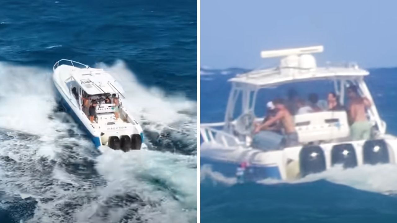 Group of teenagers seen on a boat dumping trash in the ocean off Florida