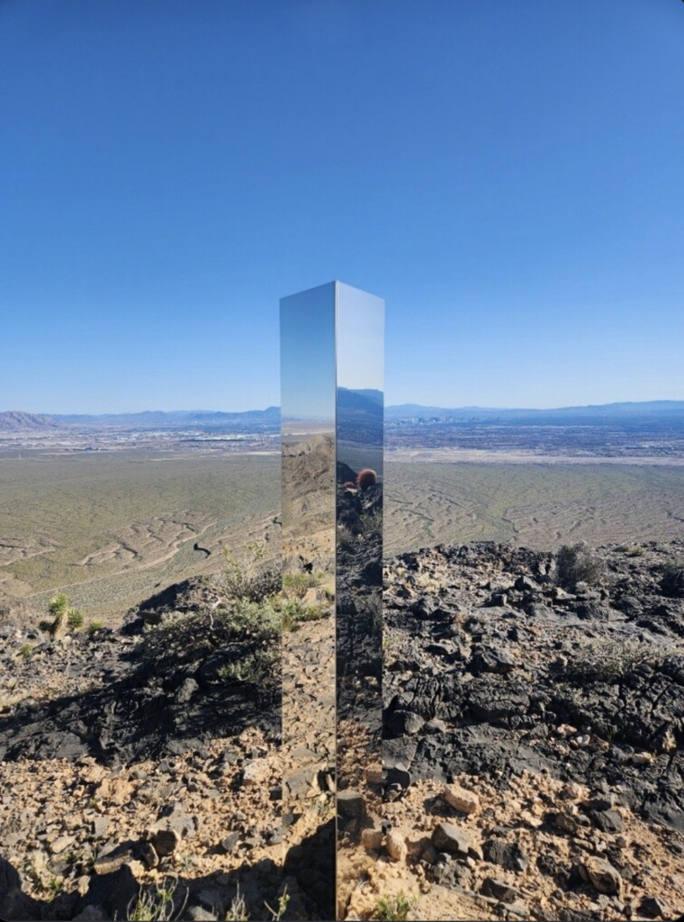 Monolith erected in the Las Vegas desert near Gass Peak