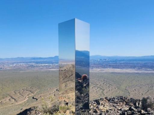 Monolith erected in the Las Vegas desert near Gass Peak