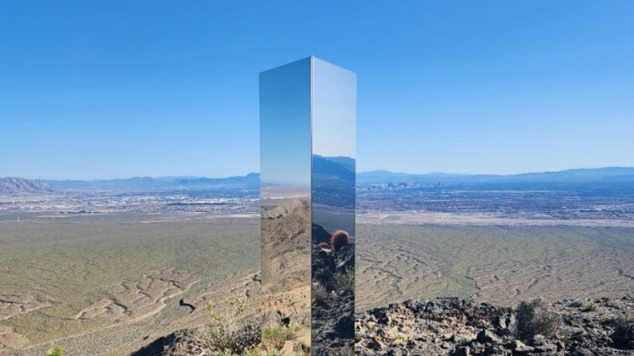 Monolith erected in the Las Vegas desert near Gass Peak