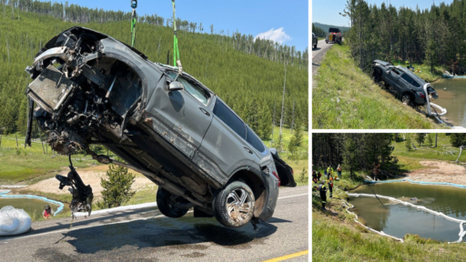 A car crashed into a Yellowstone geyser