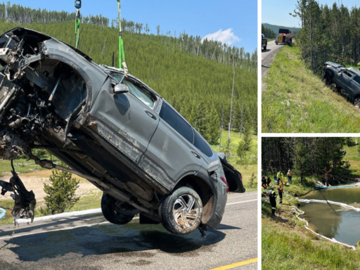 A car crashed into a Yellowstone geyser